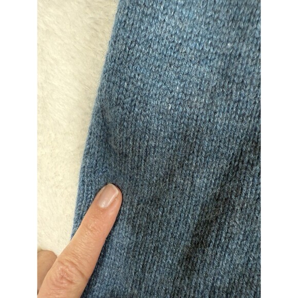 Garnet Hill 100% Cashmere Sweater Cable Knit Turtleneck Teal Blue Size XS - Picture 8 of 9